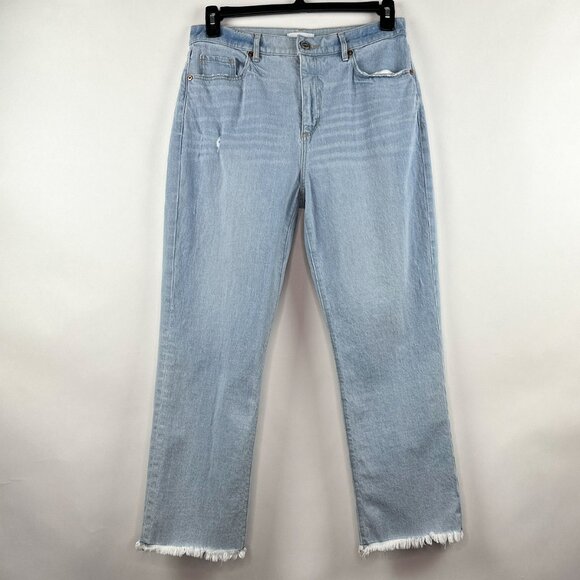 LOFT Distressed High Waist Straight Crop Raw/Frayed Hem Jeans Size 29/8 - Picture 1 of 15